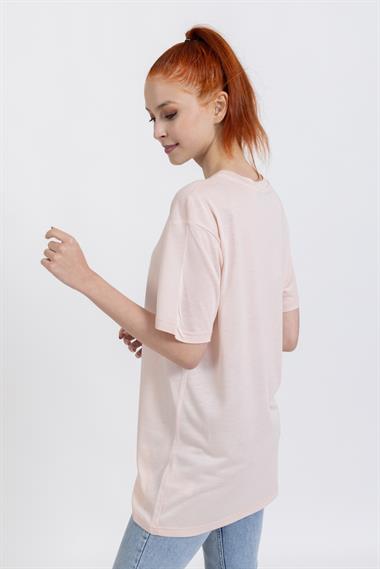 La Bayan O yaka Düz Basıc K.Kol Tshırt Toz Pembe