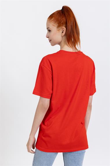 La Bayan O yaka Düz Basıc K.Kol Tshırt Kırmızı 2
