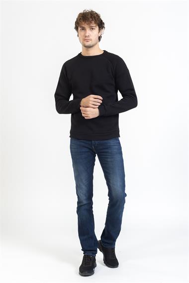 Man Unisex Şardonlu O yaka U Kol Sweat 23y kso SİYAH