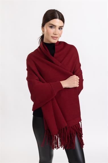 Ms Bayan Örme Kollu Şal BORDO
