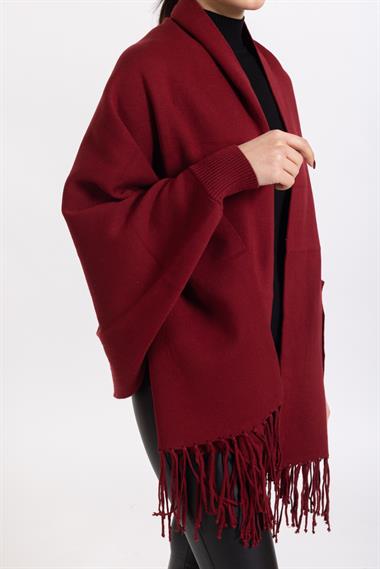 Ms Bayan Örme Kollu Şal BORDO