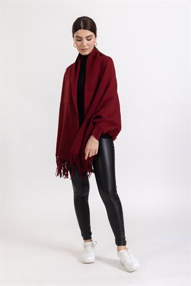 Ms Bayan Örme Kollu Şal BORDO