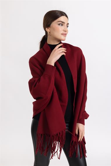 Ms Bayan Örme Kollu Şal BORDO