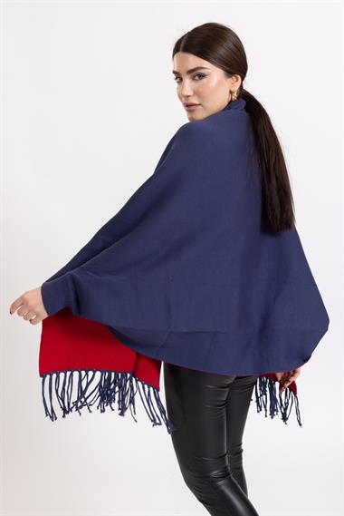 Ms Bayan Örme Kollu Şal MAVİ