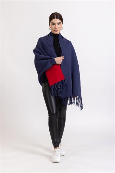 Ms Bayan Örme Kollu Şal MAVİ