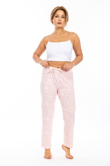 Ms Bayan Viskon Pijama Tek Alt 25y Evm Pembe Ayıcıklı