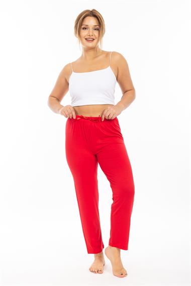Ms Bayan Viskon Pijama Tek Alt 25y Evm KIRMIZI