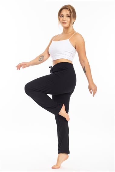 Ms Bayan Viskon Pijama Tek Alt 25y Evm SİYAH