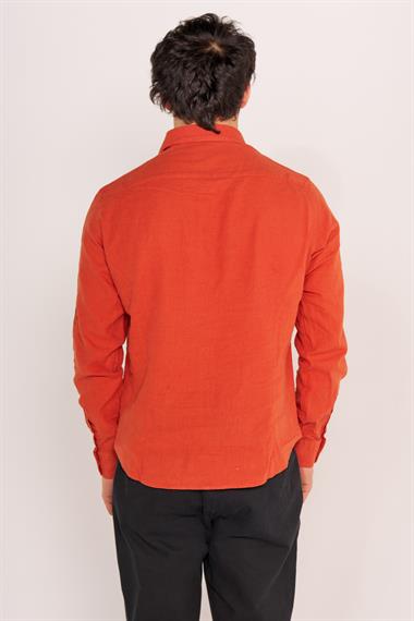 North Saıls Erkek Keten U.kol Gömlek 24y Kso KİREMİT