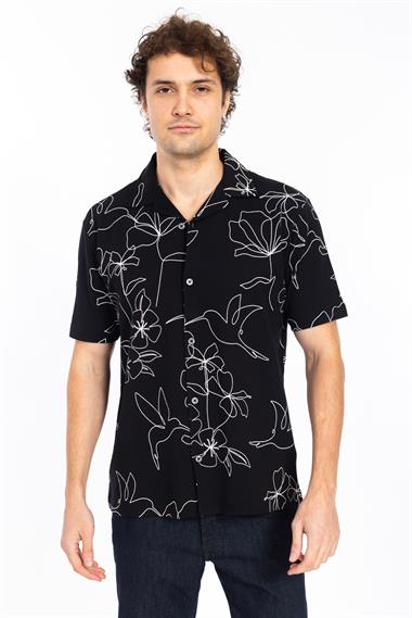 Nxt Erkek Desenli K.Kol Gömlek 25y Kso SİYAH