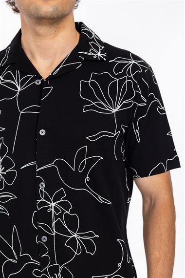 Nxt Erkek Desenli K.Kol Gömlek 25y Kso SİYAH