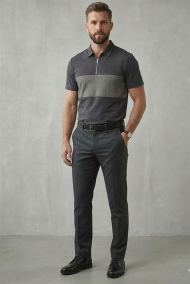 Nxt Erkek Polo Yaka K.Kol Tshırt 20y Kso Füme Gri