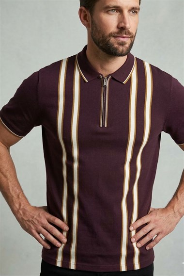 Nxt Erkek Polo Yaka K.Kol Tshırt 20y Kso Bordo Beyaz