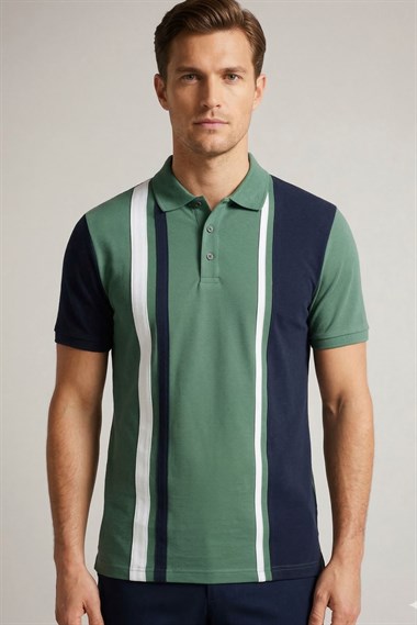 Nxt Erkek Polo Yaka K.Kol Tshırt 20y Kso YEŞİL/BEYAZ ÇİZGİLİ