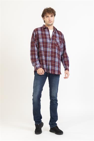 Oduncu Ekose Gömlek 2180 1 Bordo