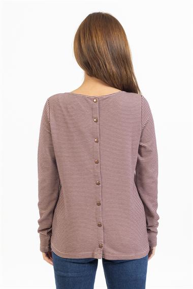 Ops Bayan O yaka Çizgili U.kol Sweat 23k Ptk Kahve çizgili