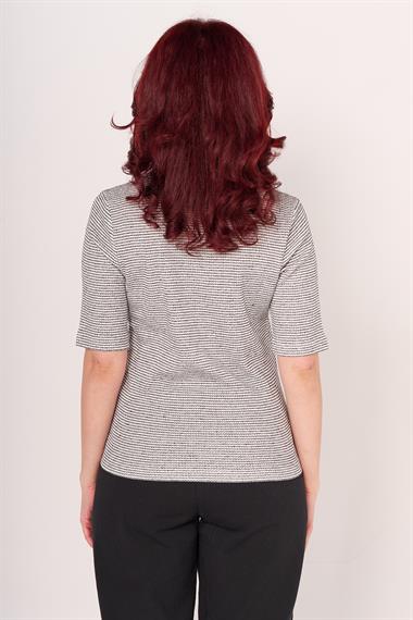 Opus Kadın O Yaka K.Kol Sweat 24k Ptk BEYAZ/SİYAH ÇİZGİLİ