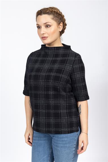 Opus Kadın O Yaka K.Kol Sweat 24k Ptk Siyah Gri Çiz.