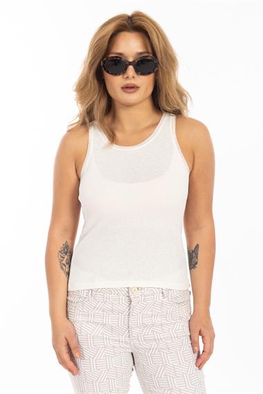 Reserved Bayan Askılı fitilli Atlet 00362 25y Mg KREM