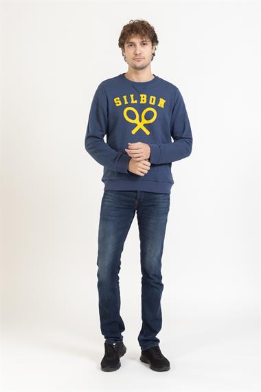 Sılbon Unisex O Yaka Baskılı U.Kol Sweat 23y Kso LACİVERT