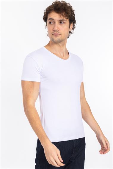 TSHIRT V&S 21Y BAMBU V YAKA ERKEK (M&C) Beyaz
