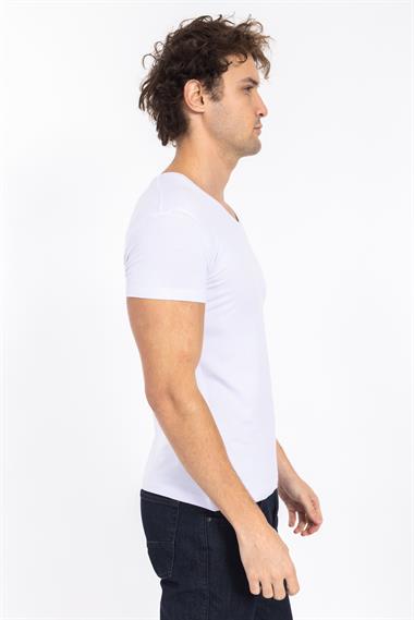 TSHIRT V&S 21Y BAMBU V YAKA ERKEK (M&C) Beyaz