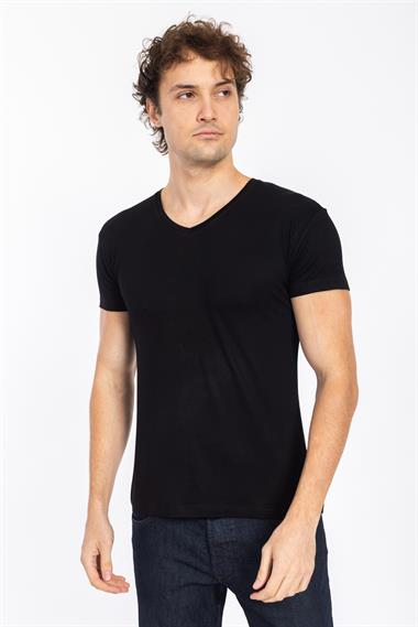 TSHIRT V&S 21Y BAMBU V YAKA ERKEK (M&C) SİYAH