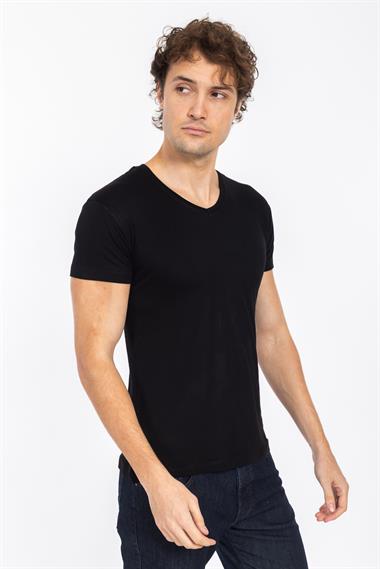 TSHIRT V&S 21Y BAMBU V YAKA ERKEK (M&C) SİYAH