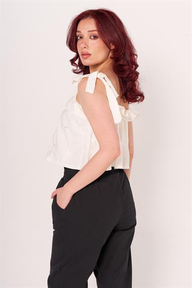 TSHIRT ZRA 22Y LASTİKLİ ASKILI BAYAN (BYG) Beyaz