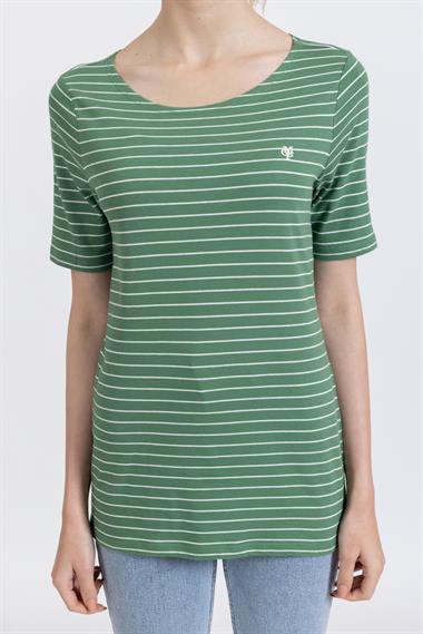 Mpl V Yaka Tshirt  22y o M&G YEŞİL/BEYAZ ÇİZGİLİ
