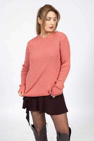 Vs Kadın 0 Yaka Saç Örgü U.Kol Kazak Trk SOMON