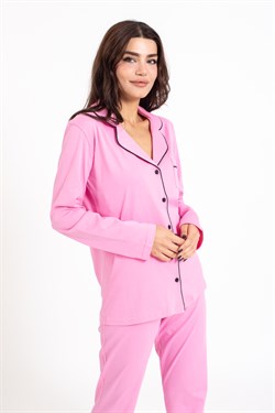 Vs Kadın Düz Penye U.Kol Pijama Takım Evm PEMBE