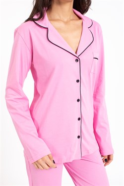 Vs Kadın Düz Penye U.Kol Pijama Takım Evm PEMBE