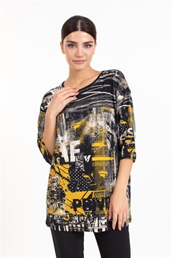 Vs Bayan K.Kol Desenli Tshırt 142  0119 SARI/DESENLİ