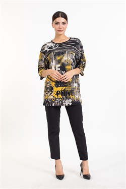 Vs Bayan K.Kol Desenli Tshırt 142  0119 SARI/DESENLİ