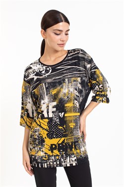 Vs Bayan K.Kol Desenli Tshırt 142  0119 SARI/DESENLİ