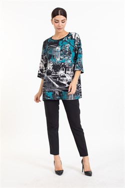 Vs Bayan K.Kol Desenli Tshırt 142  0119 MAVİ/DESENLİ