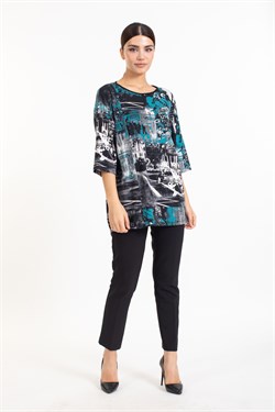 Vs Bayan K.Kol Desenli Tshırt 142  0119 MAVİ/DESENLİ