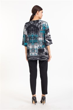 Vs Bayan K.Kol Desenli Tshırt 142  0119 MAVİ/DESENLİ