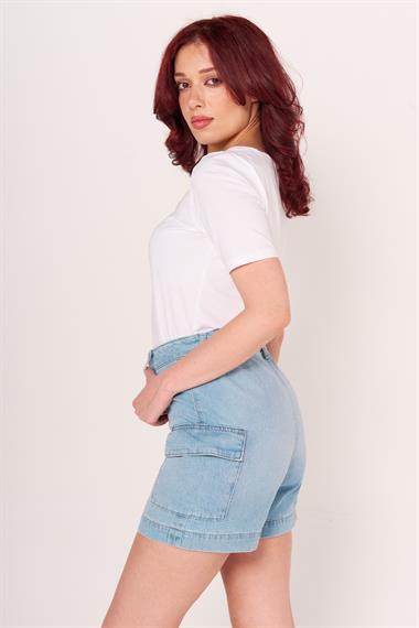 Vs Bayan Kargo Cepli Kısa Kot Şort 25y Kso BLUE