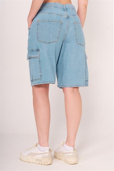 Vs Kadın Kargo Cepli Uzun Kot Şort 25y Kso DENİM