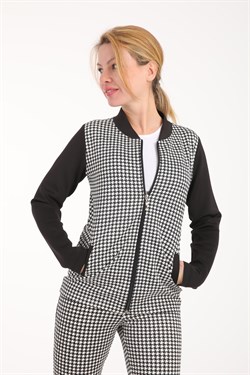 Vs Bayan Kaz Ayağı Desenli Tam Fer Dalgıç Mont 010 SİYAH