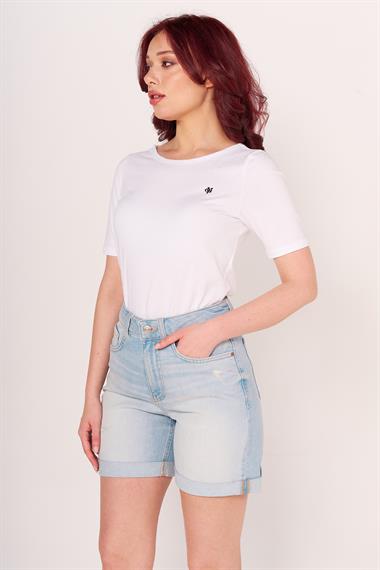 Vs Kadın Paçası katlı Yırtık Kot Şort 25y Kso DENİM