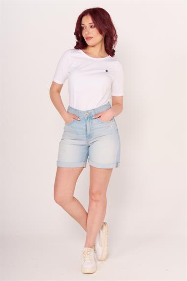 Vs Kadın Paçası katlı Yırtık Kot Şort 25y Kso DENİM