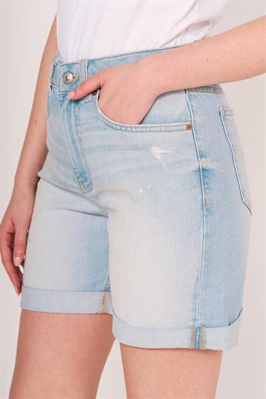 Vs Kadın Paçası katlı Yırtık Kot Şort 25y Kso DENİM
