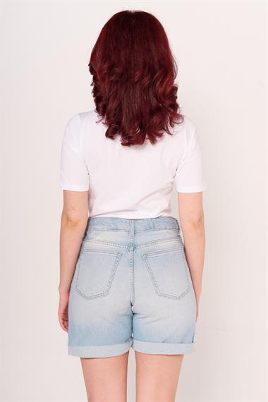 Vs Kadın Paçası katlı Yırtık Kot Şort 25y Kso DENİM
