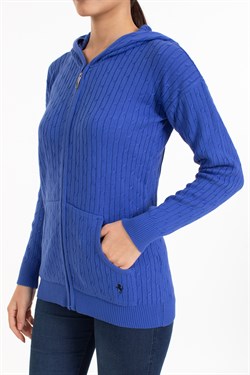 Vs Kadın Tam Fer.Kapş Pop Saç Örgü Hırka 21 113 SAX MAVİ