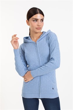 Vs Kadın Tam Fer.Kapş Pop Saç Örgü Hırka 21 113 MAVİ