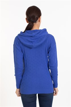 Vs Kadın Tam Fer.Kapş Pop Saç Örgü Hırka 21 113 SAX MAVİ