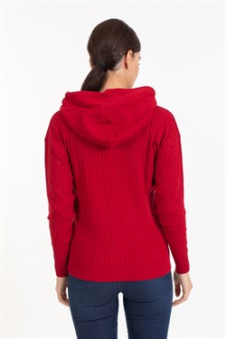 Vs Kadın Tam Fer.Kapş Pop Saç Örgü Hırka 21 113 KIRMIZI